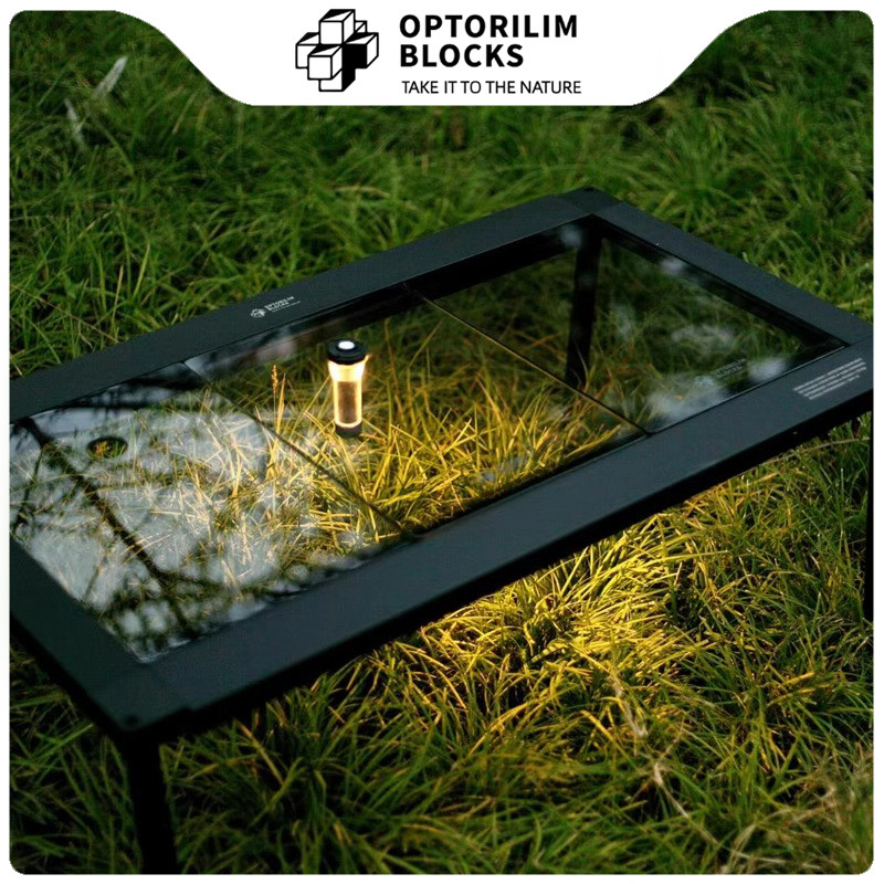 OPLM户外露营一单元IGT桌子配件钢化玻璃单元板耐磨带孔装备用品