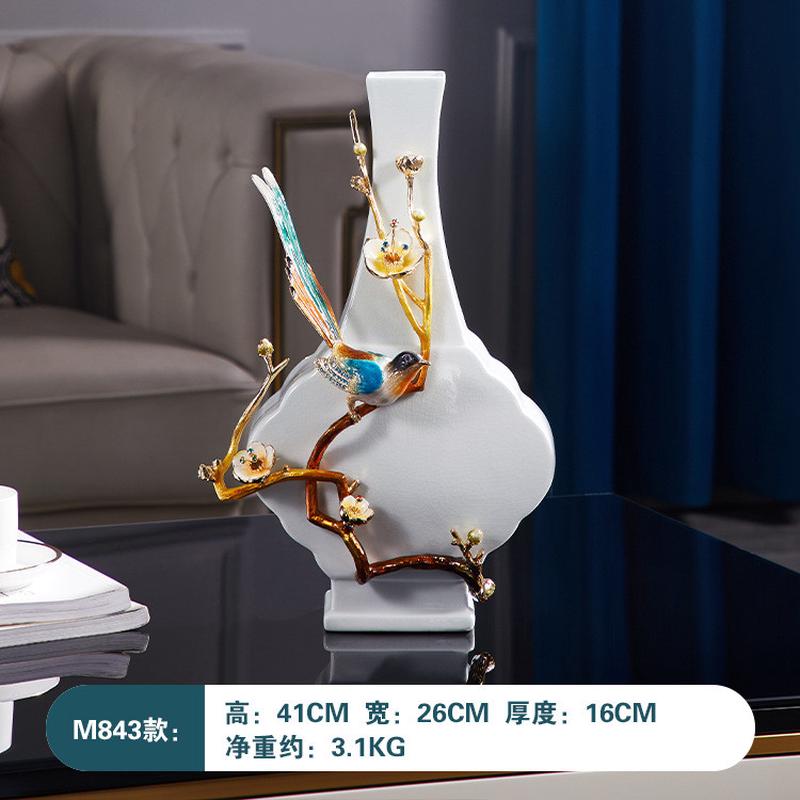 轻奢陶瓷花瓶摆件家用客厅桌面干花插花摆设创意个性珐琅饰品彩装