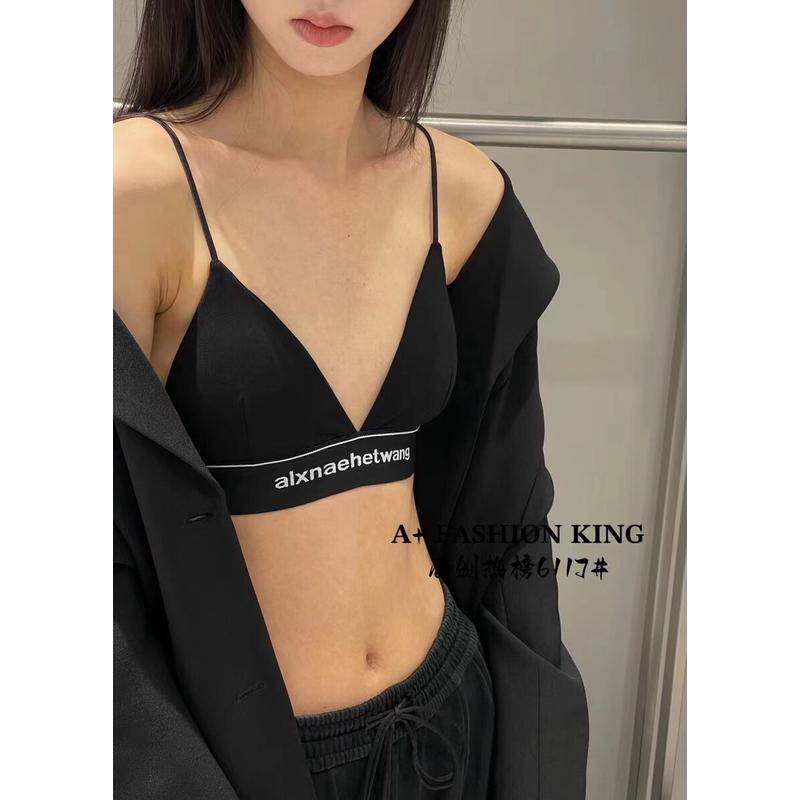 A+春夏款内衣女士无钢圈三角杯字母边个性时尚带胸垫运动文胸