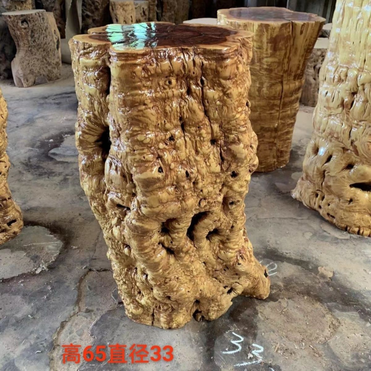 枣木实木墩根雕凳子原木树桩木桩树墩简约家用树根花架鱼缸底座