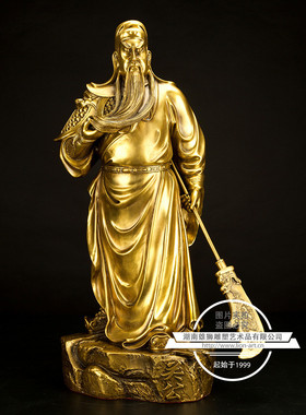 雄狮雕塑 黄铜关公铜像摆件武财神关二爷乔迁开业工艺礼品批发