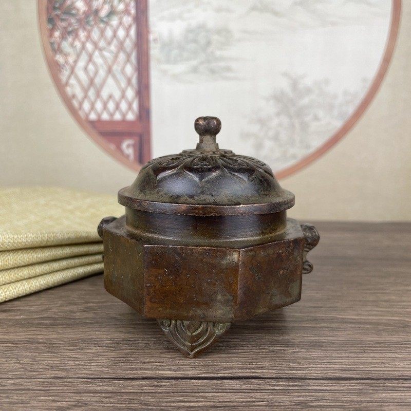 仿古足做旧香炉三合金象首开盖八方炉复古熏香炉家居装饰摆件,家居饰品,装饰摆件,淘宝优惠券,粉丝福利购,淘宝优惠卷