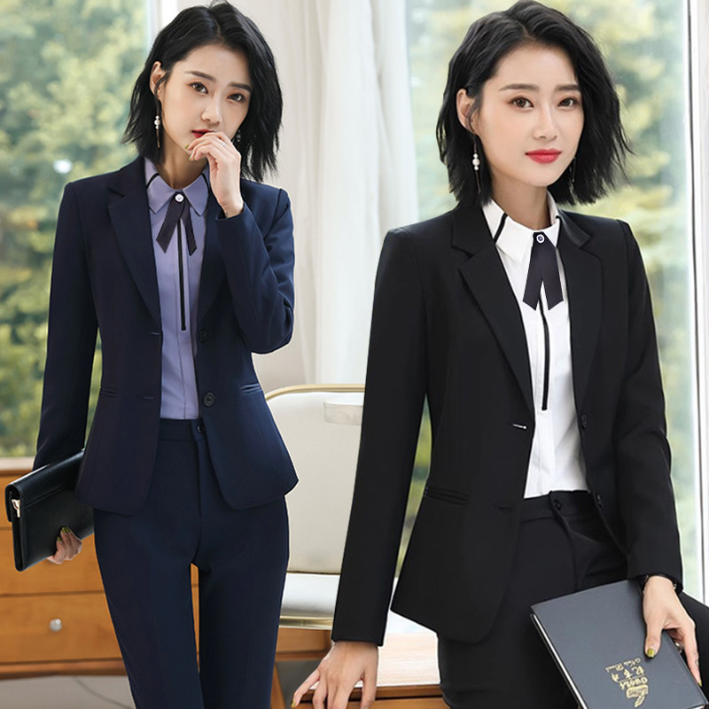 春款职业套装气质女神范学生面试正装黑色女工作服