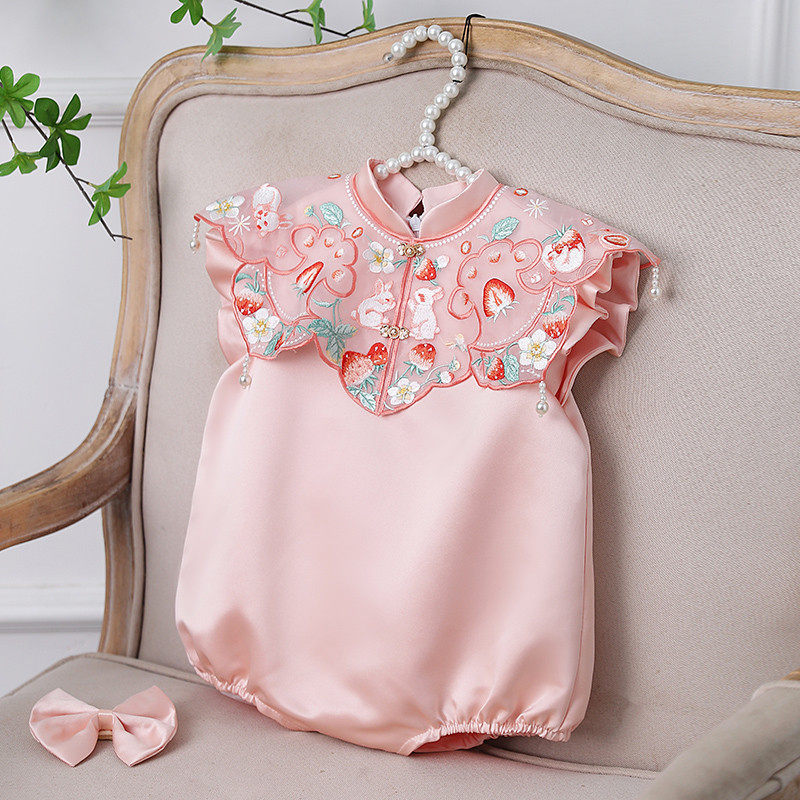 一周岁女宝宝满月包屁服冠衣中式抓周宴儿童粉色夏季,童装/婴儿装/亲子装,旗袍,淘宝优惠券,粉丝福利购,淘宝优惠卷