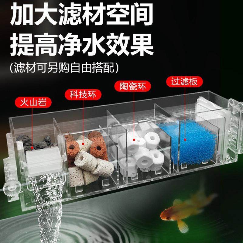 鱼缸过滤器一体机低水位壁挂式制氧过滤循环系统三合一龟缸