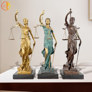 雕刻之乡正义女神铜雕塑定制欧式软装铜工艺品摆件西方人雕像制作