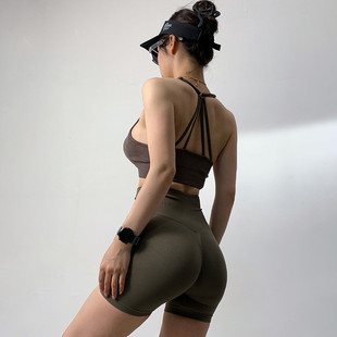 高腰健身 速发春夏吊带V领美背瑜伽服女速干运动训练提臀三分短裤