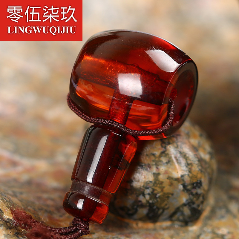 新品天然琥珀血珀文玩三通佛头diy配件108颗佛珠金刚菩提手串手链