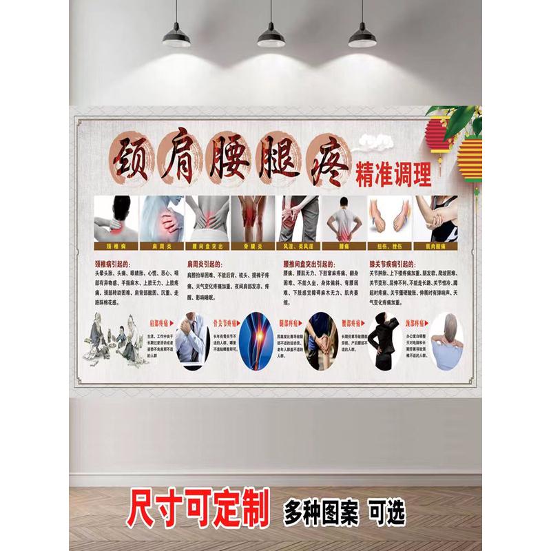 中医颈肩腰腿疼养生图片推拿按摩经络理疗养生馆宣传海报贴纸画