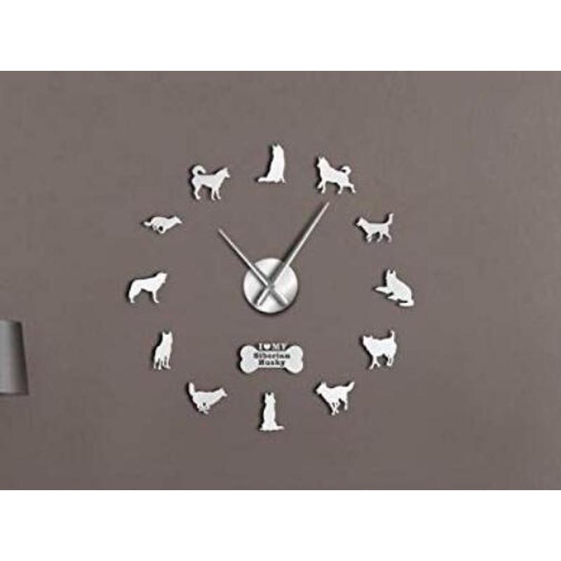 3d小狗加骨头挂钟时尚趣味时钟创意客厅装饰墙贴钟表 diy创意钟