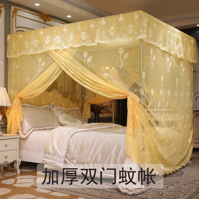 双门老式蚊帐床帐用卧室1.5m床加厚加密1.8米1.6二开门2门宫廷