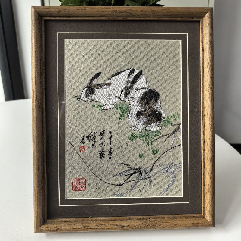 蜀锦齐白石中国风礼物办公室摆件送老外名画十二生肖非遗手工艺品
