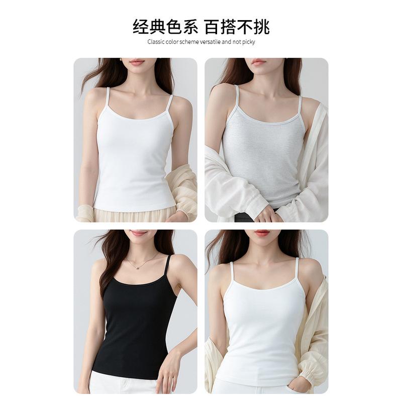纯棉小吊带背心2025新款女内搭夏大码无胸垫白色修身针织打底上衣