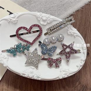 韩版Y2K甜酷公主几何简约水钻发夹侧边夹磁吸扣发夹刘海夹发饰女