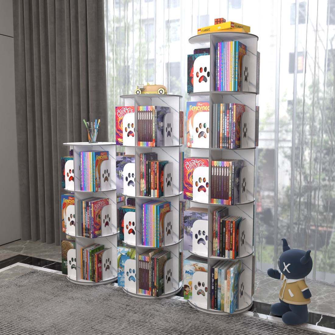 儿童书架客厅置物架床头落地多层用小型书柜卧室木塑旋转收纳架,住宅家具,旋转书架,淘宝优惠券,粉丝福利购,淘宝优惠卷