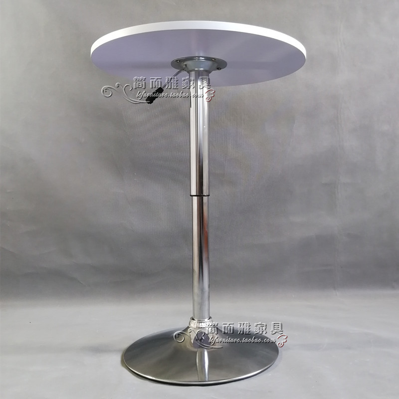 酒吧圆茶几现代休闲圆桌白色咖啡桌升降高脚桌小圆吧台办公接待桌