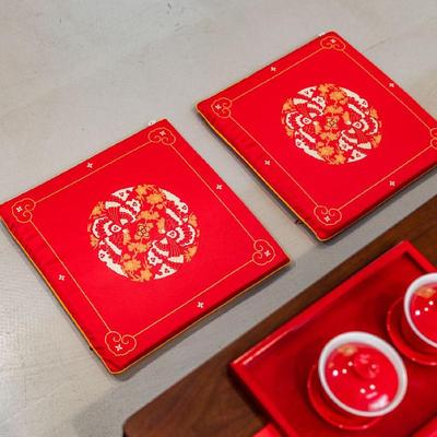两用改婚礼敬婚礼防滑茶堂婚庆喜字一对垫坐垫红色结婚跪口垫拜