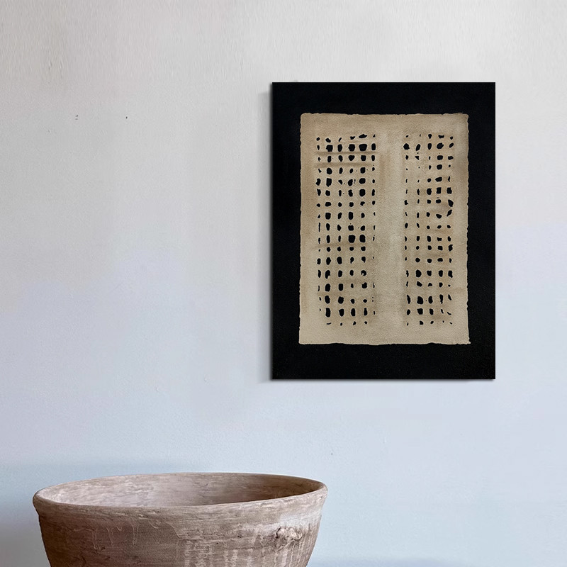中古风客厅装饰画艺术抽象玄关走廊高级感挂画立体手绘布艺肌理画图片