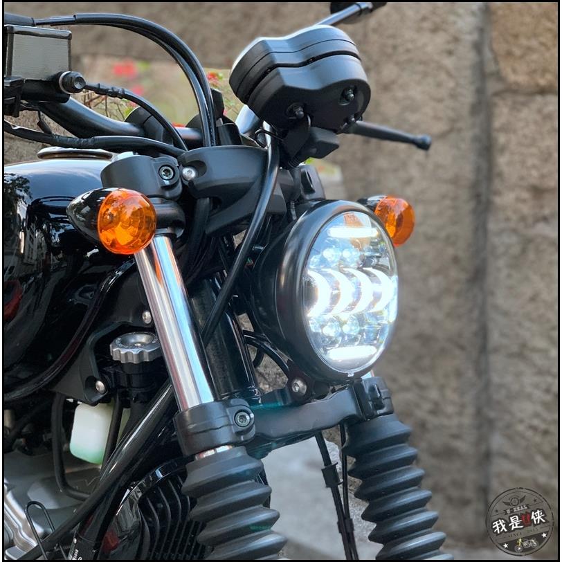 轻骑大韩GV300s直上直插摩托车改装LED高亮前大灯日行透镜远近光