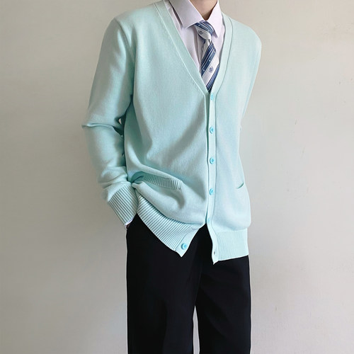 dk制服秋冬开衫毛衣外套jk纯色男
