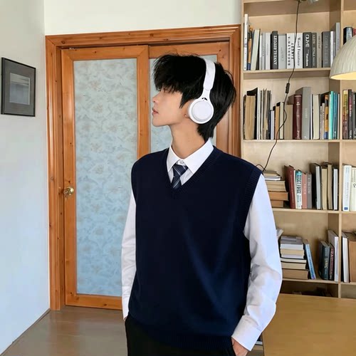 dk日系制服男藏蓝春秋冬百搭毛衣