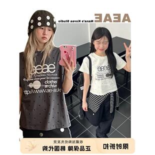 【Nana】韩国aeae波点短袖女短款宽松显瘦修身纯棉正肩T恤潮牌夏