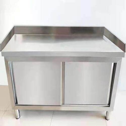 不锈钢拉门工作台打荷台三边围操作台酒店整体橱柜饭店厨房切菜桌