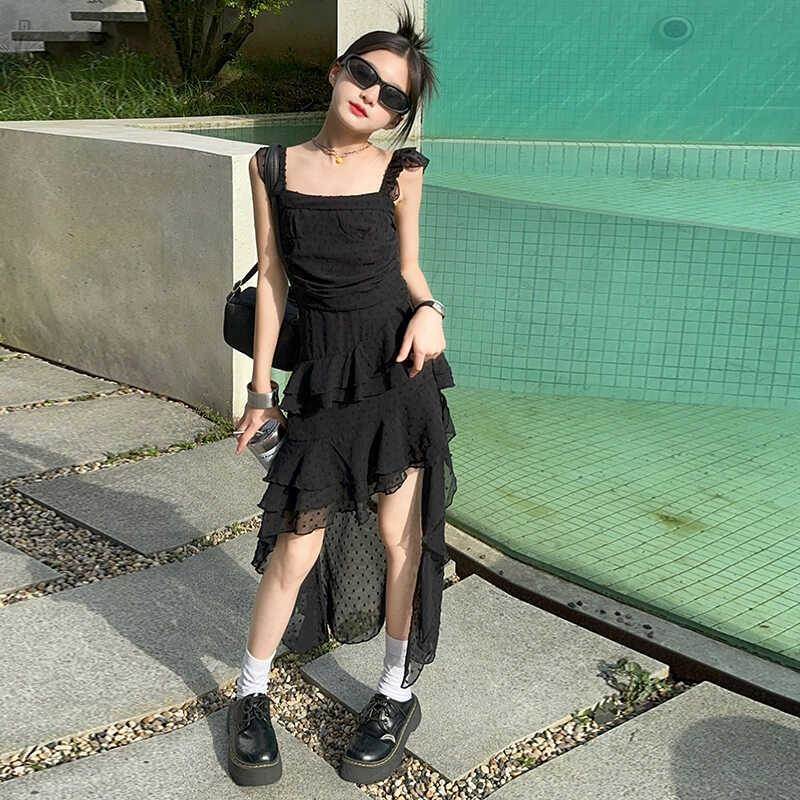 商场同款女童洋装夏装2025新款洋派雪纺吊带裙女大童时髦夏季不规