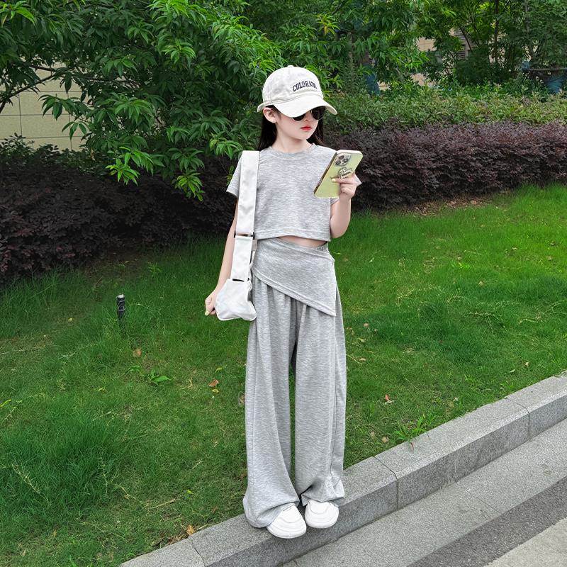 商场同款女童夏季套装2025新款女孩韩系个性洋气日常穿搭慵懒风休