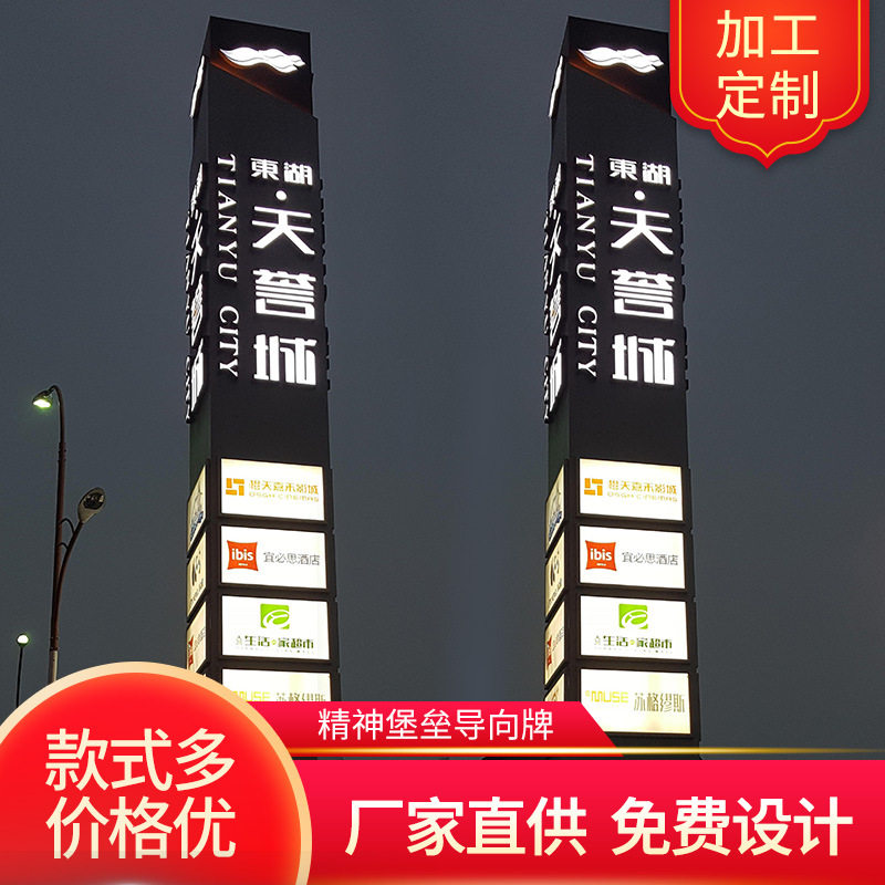 地产景区精神堡垒商场停车场落地导视牌立式不锈钢导向牌广告牌