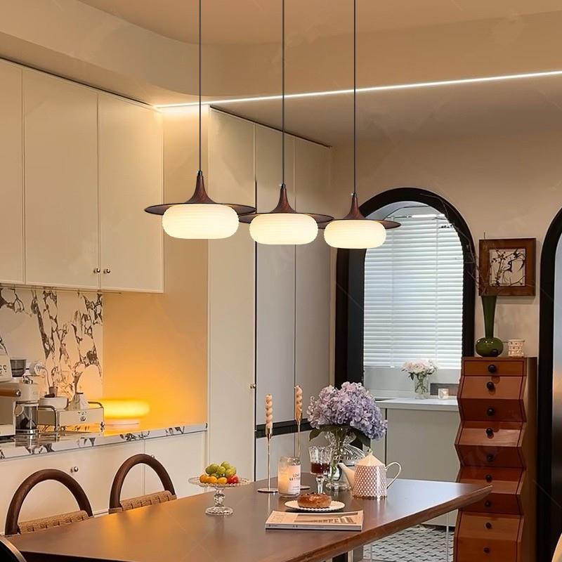 法式复古岛台原木风灯具新中式中古风餐厅吊灯设计师高端餐桌吊灯