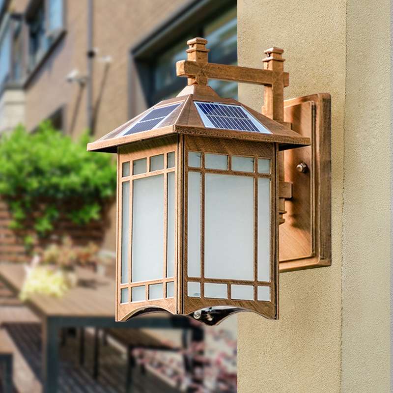 太阳能户外壁灯防水庭院灯别墅室外入户门柱灯中式外墙景观门头灯