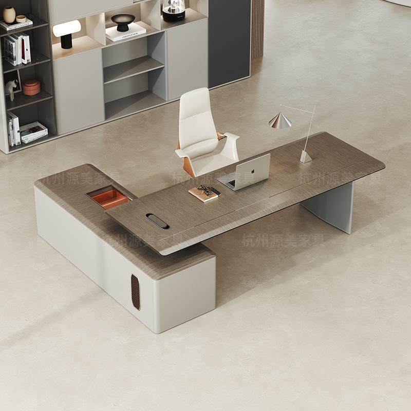 老板桌办公桌椅组合简约现代时尚带柜单人办公室经理主管总裁桌子