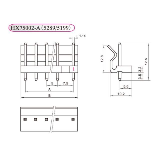 HX红星75002 5199-2A/3A/4A/5A/6A  5289 针座 接插件 5mm/7.5mm