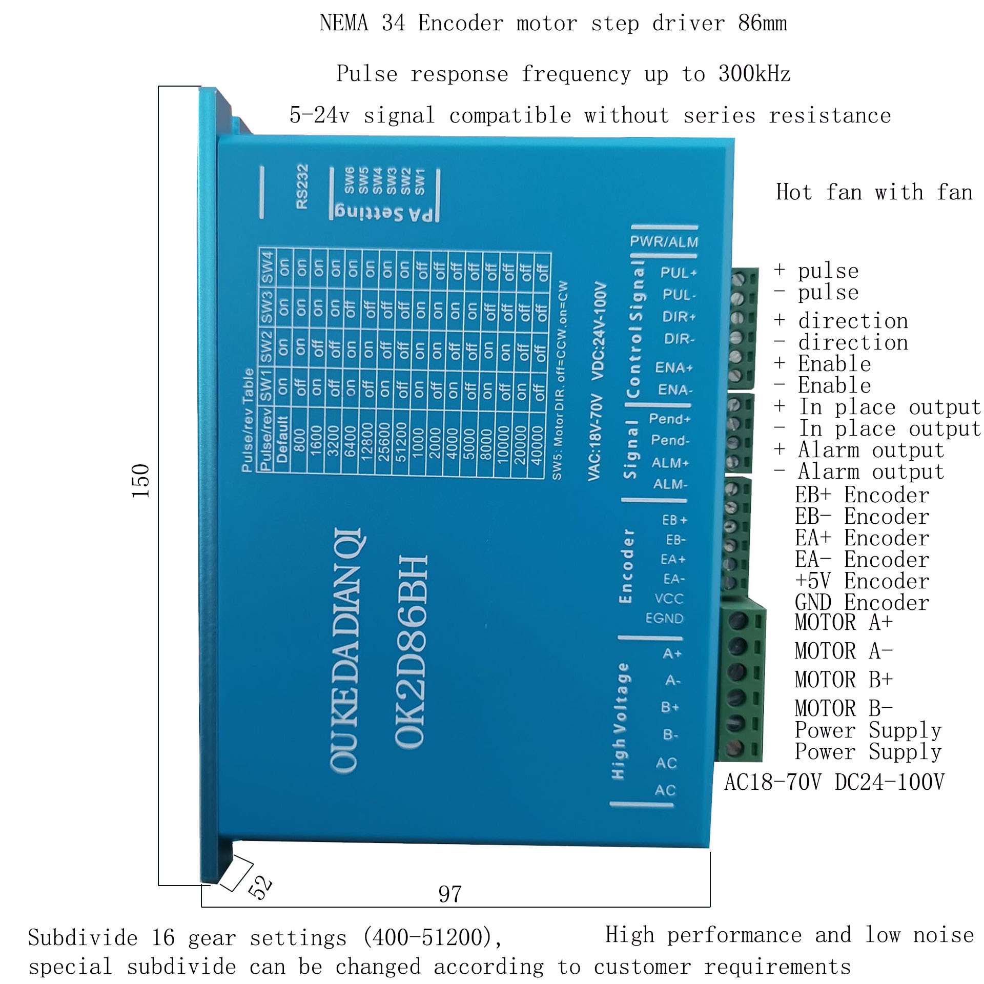 OU KE DA DIAN QI  OK2D86BH  Nema34 Closed loop driver