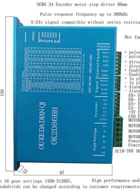 OU KE DA DIAN QI  OK2D86BH  Nema34 Closed loop driver