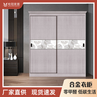 推拉门合金衣柜钢质衣柜卧室整体衣柜不锈钢轻奢衣柜合金收纳柜