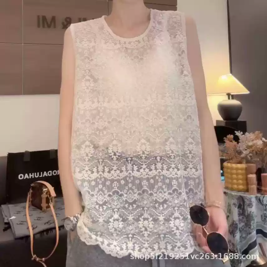 2026新款显瘦欧若风百搭圆领蕾丝打底背心女叠穿蕾丝打底衫加长版