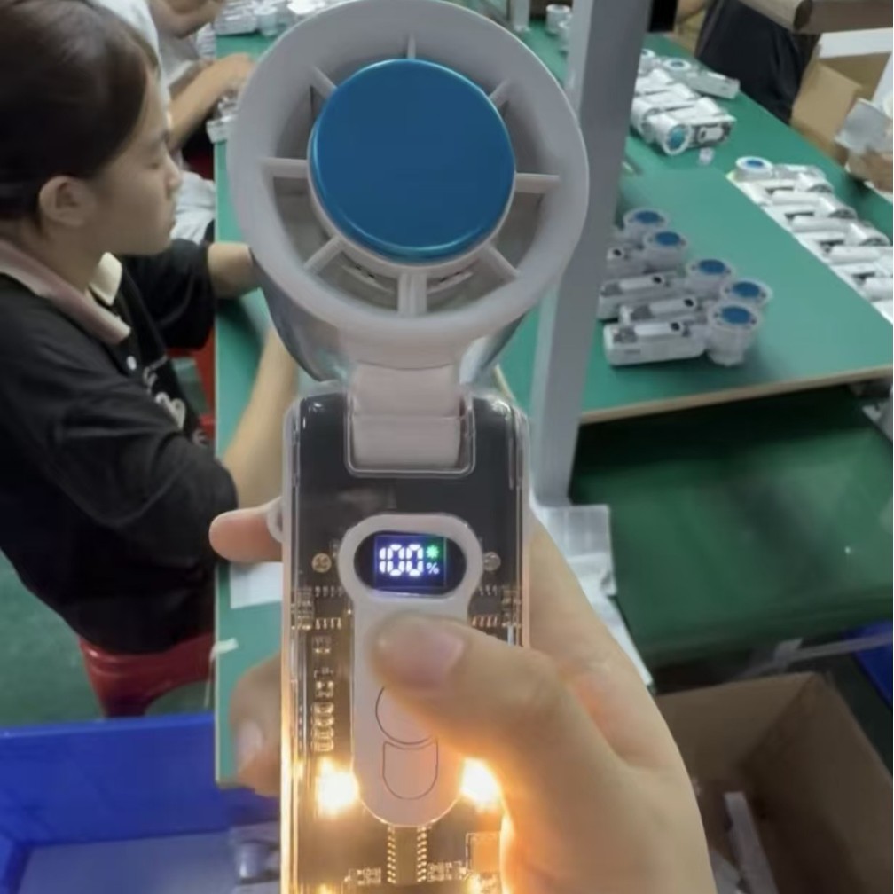 粉色冰透小风扇半导体制冷静音学生上课手持电风扇户外可携式小空