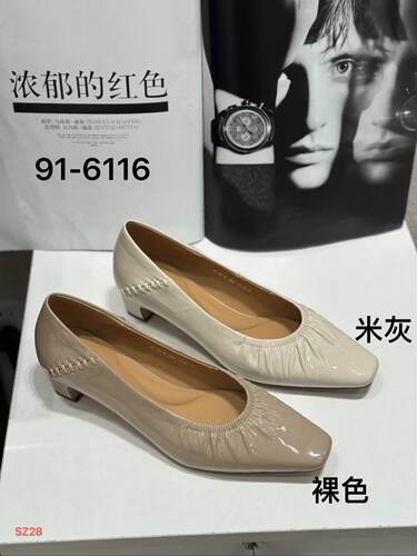 S路花语V6M断码特价真皮女鞋方头低跟一脚套漆皮单鞋女鞋91-6116