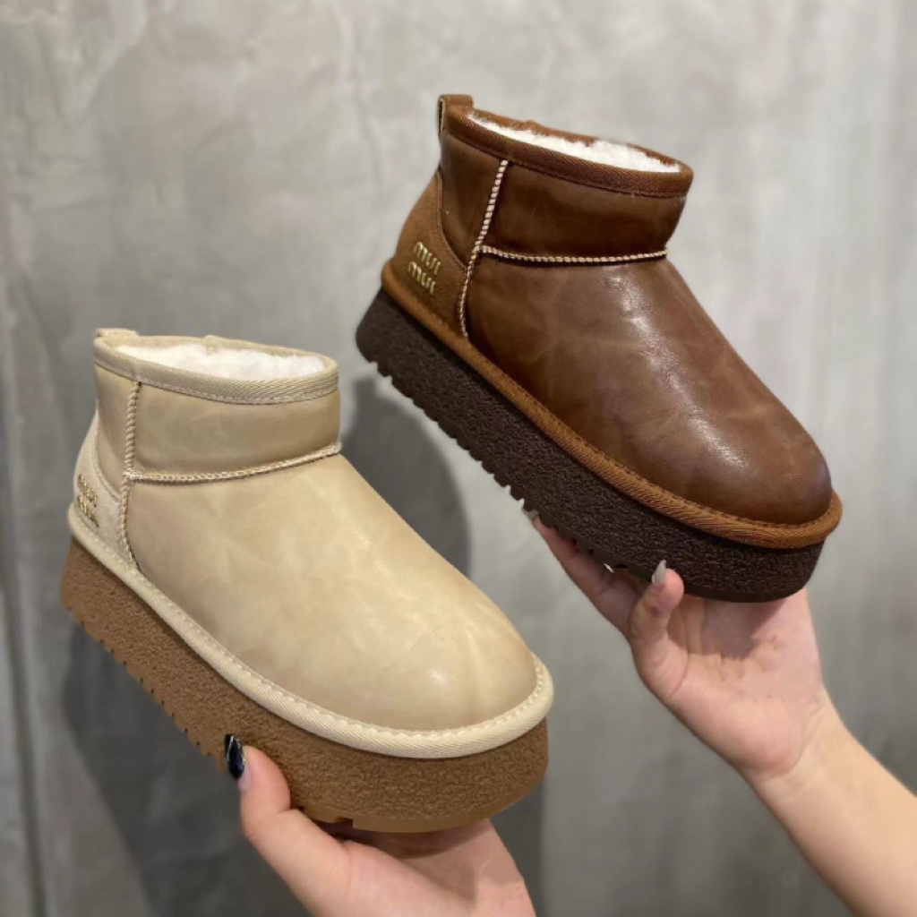 S路花语秋冬特价清仓防水皮厚底加绒保暖棉鞋短筒面包鞋加厚30-72