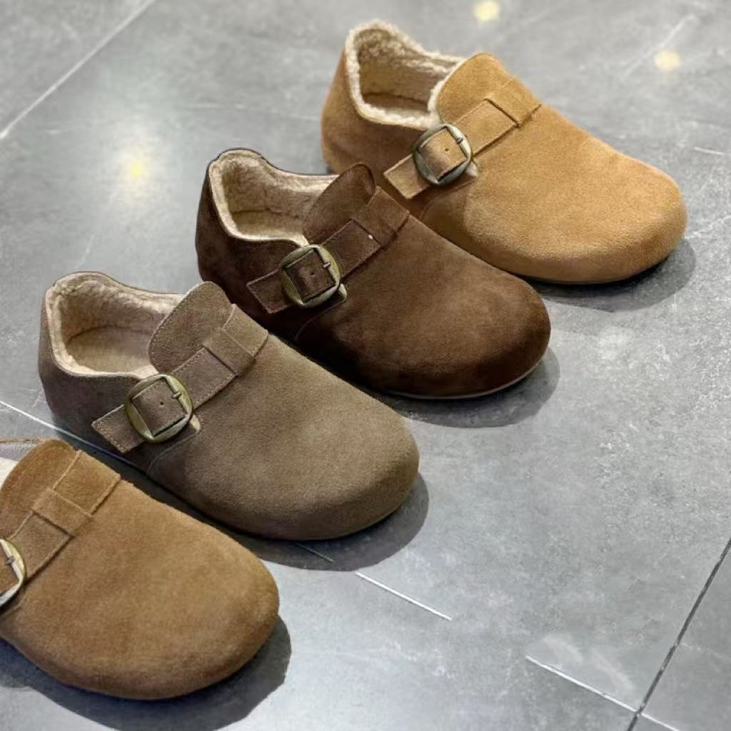 S路花语断码特价真皮勃肯鞋女毛毛软底鞋外穿2加绒棉鞋80-1076-1