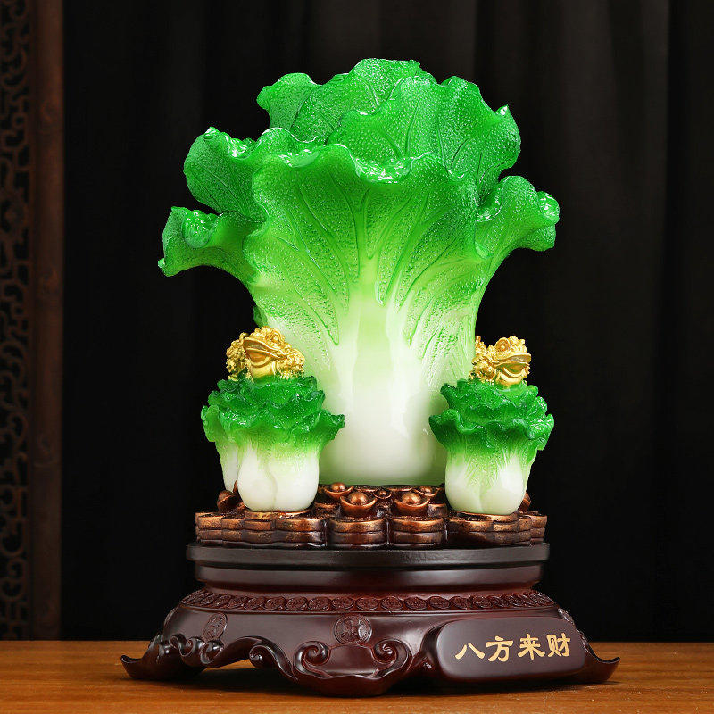 八方来财金蟾白菜摆件招财客厅酒柜前台聚财装饰品店铺开业礼物
