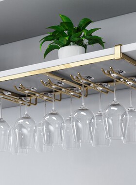 钛黑色免安装304不锈钢红酒杯架倒挂家用高脚杯架葡萄酒杯架摆件