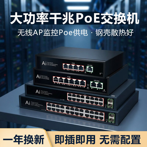 千兆百兆多端口POE交换机监控AP