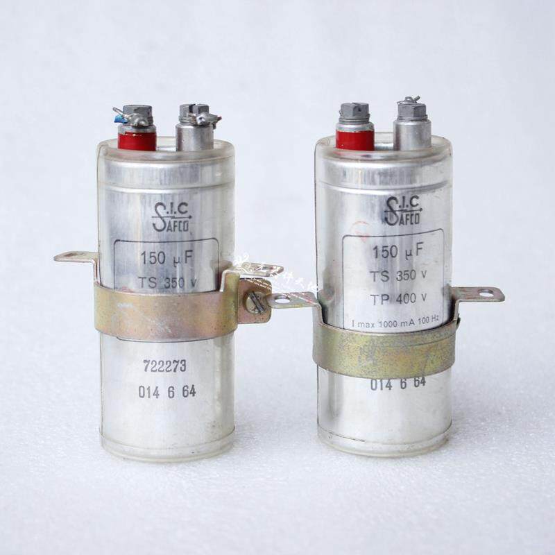法国早期拆机 150UF  400V仪器胆机发烧电解电容工业电容自带支架