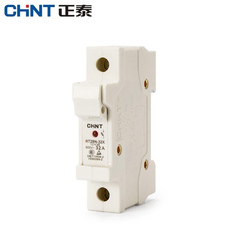正泰导轨式1P保险丝座熔断器底座RT28N-32X RT18灯500V 32A 10*38