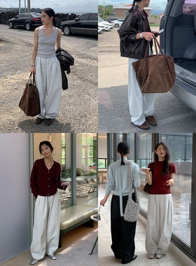 CLEAN 慵懒百搭宽松休闲裤女2025春季新款高腰长裤女 51910