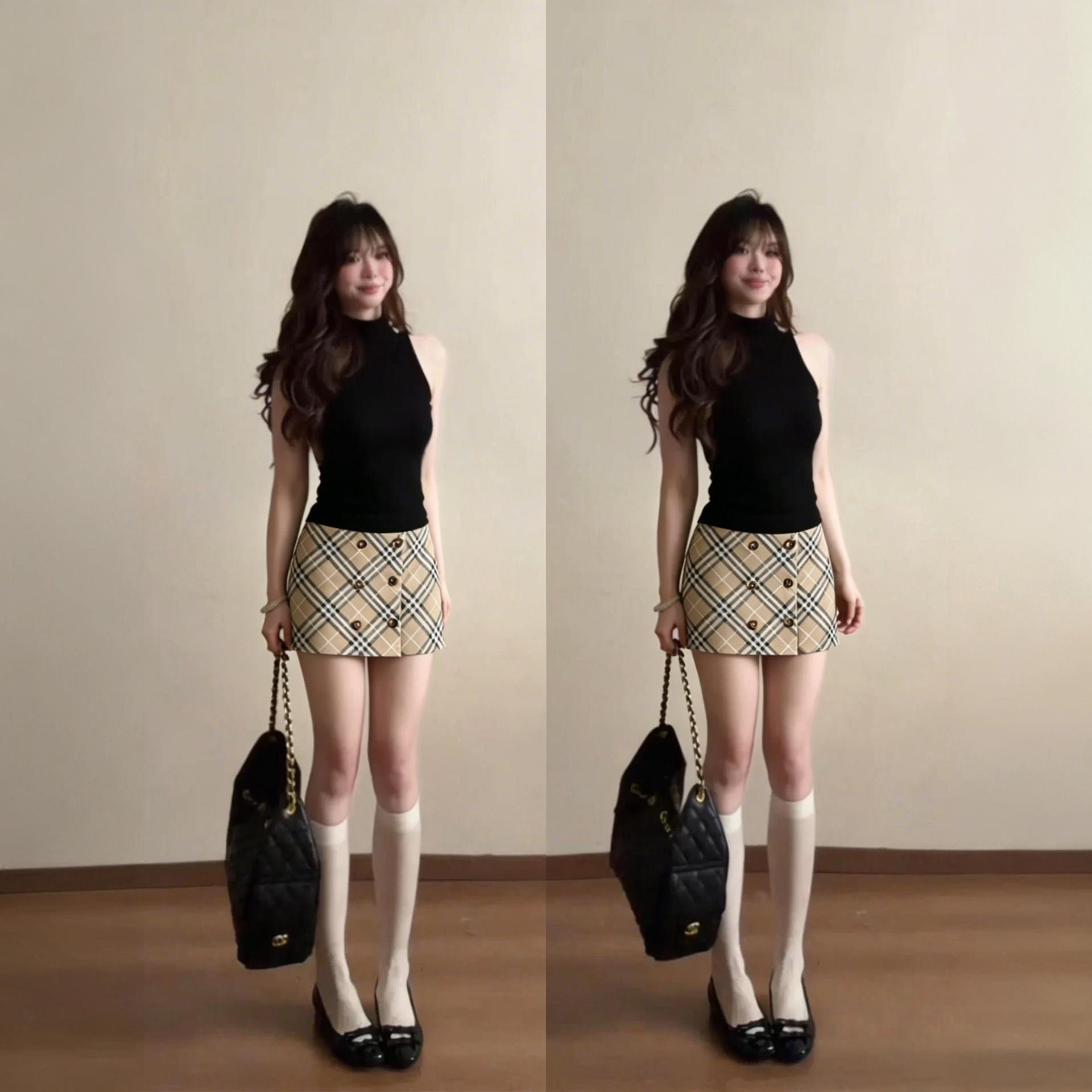 格纹a字半身裙女2026夏季包臀裙子绝美巨好看的小个子短裙格子裙