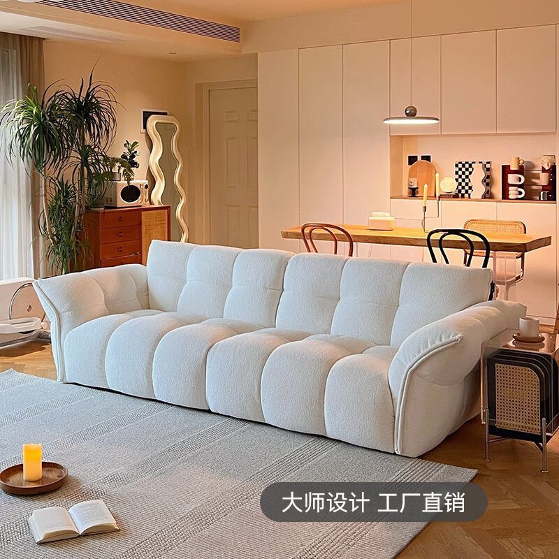 简约奶油风百合花瓣雪尼尔沙发